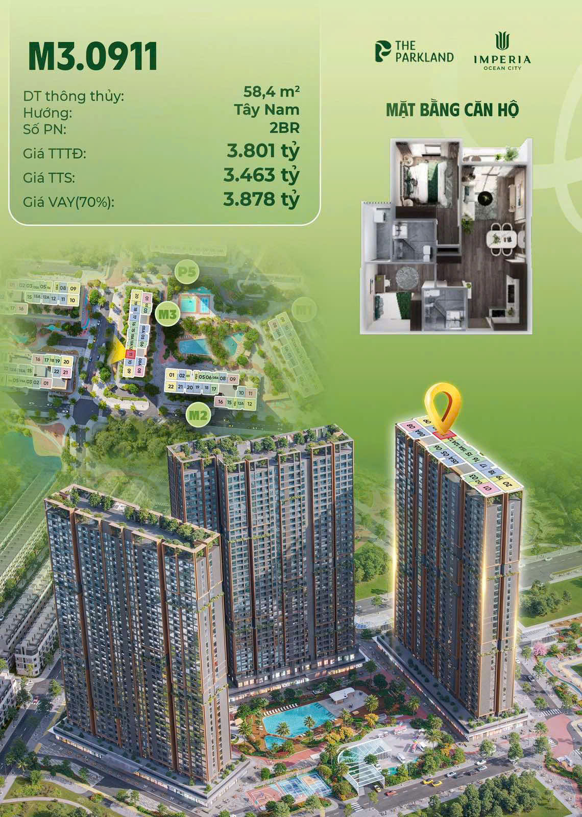 🏡 SỞ HỮU NGAY CĂN HỘ 2PN - 2VS ĐẸP NHẤT, GIÁ TỐT NHẤT TẠI THE PARKLAND | Masteri Grand Coast